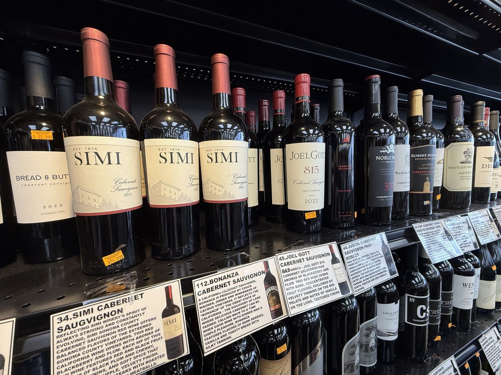 Fine wine selection